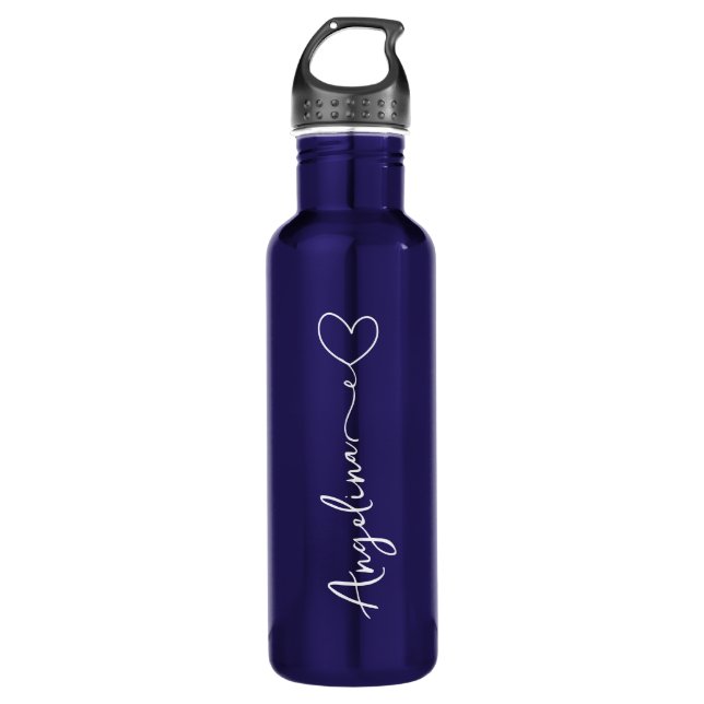 Garrafa Personalizado Seu Nome Script Blue Weding (Frente)