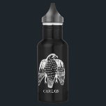 Garrafa PERSONALIZAR O desenho de linha de Falcão Peregrin<br><div class="desc">Este violento falcão peregrino enfeita ambos os lados da garrafa de água,  personalize-a com o seu nome ou iniciais. Procure em meu compro mais cores e outros itens correspondentes,  como camisetas,  adesivos e muito mais!</div>