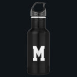 Garrafa Personalizar, personalizar a letra inicial do alfa<br><div class="desc">Personalizar,  personalizar a garrafa de água de aço inoxidável com letra inicial alfabética preta</div>