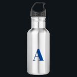 Garrafa Personalizar, personalizar a letra inicial do alfa<br><div class="desc">Personalizar,  personalizar a letra inicial alfabética do alfabeto,  aço inoxidável,  garrafa de água azul</div>