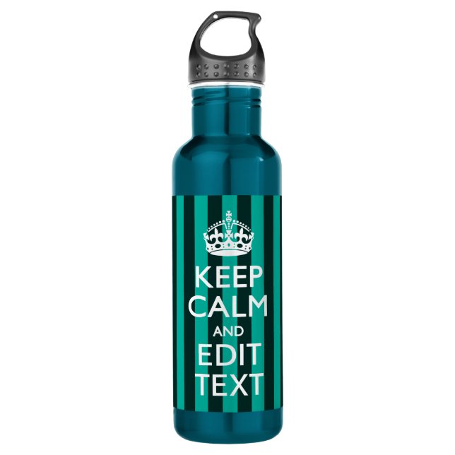 Garrafa Personalizável Mantenha Calmo seu texto em faixas (Frente)