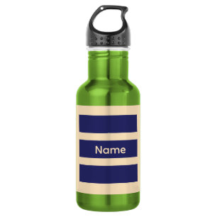 Garrafa Personalize Azul Escuro + Listras de Creme Verde 