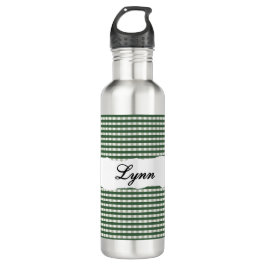 Garrafa Personalized Green Gingham Pattern & Custom Name