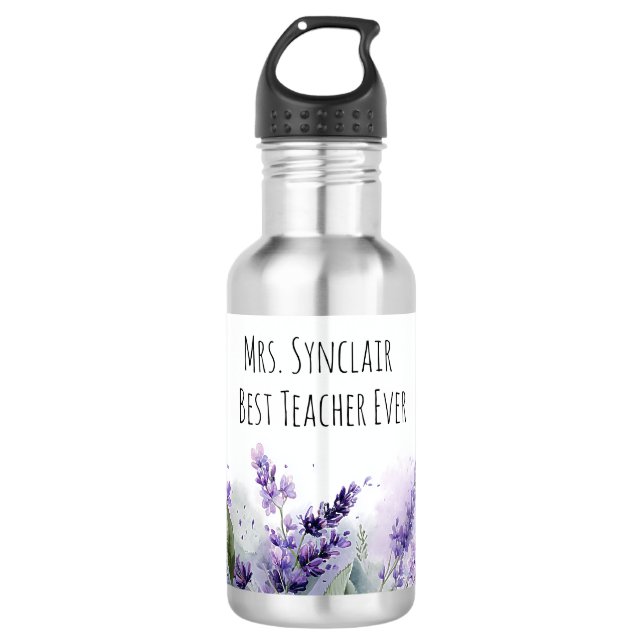 Garrafa Personalized Lavender Flowers Teacher Appreciation (Frente)