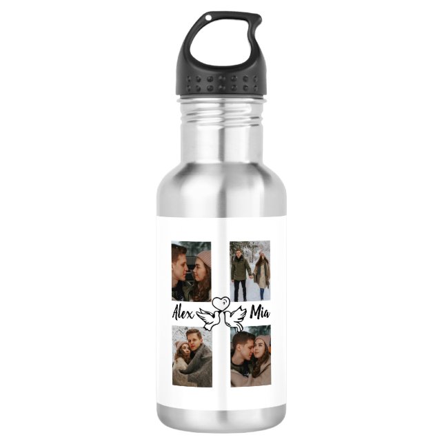 Garrafa Personalized Love Photo Collage Water Bottle (Frente)