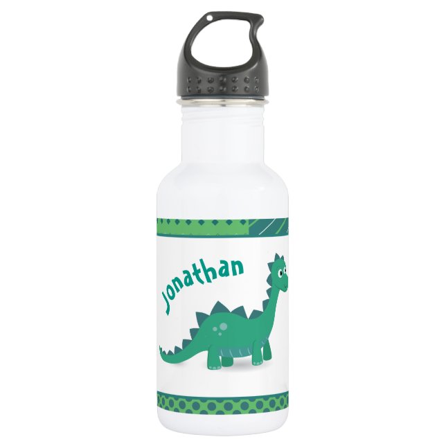 Garrafa Personalized name grenn dinosaur water bottle (Frente)