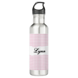 Garrafa Personalized Pink Gingham Pattern & Custom Name