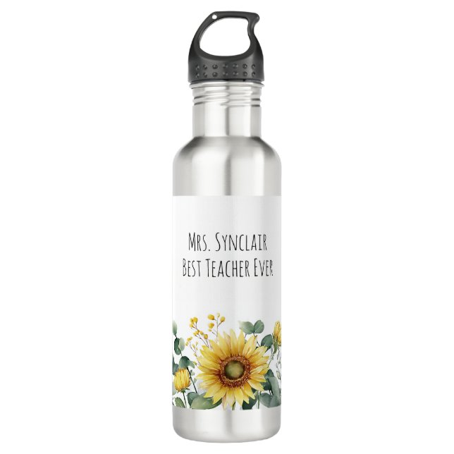 Garrafa Personalized Sunflower Flower Teacher Appreciation (Frente)