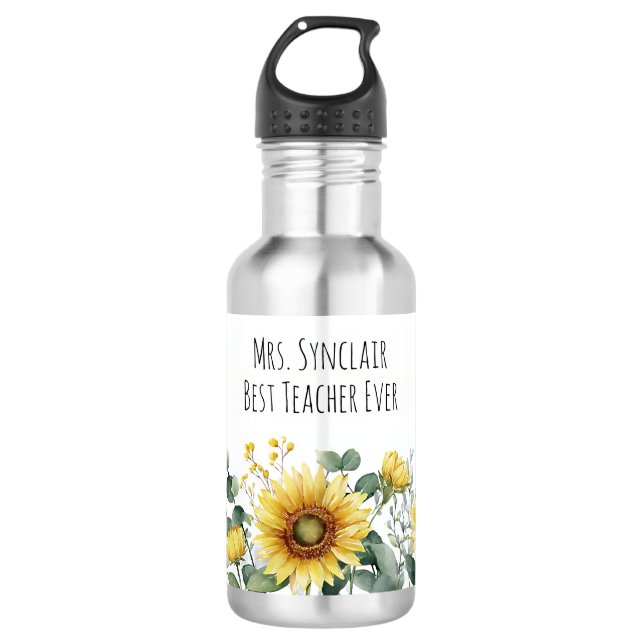 Garrafa Personalized Sunflower Flower Teacher Appreciation (Frente)