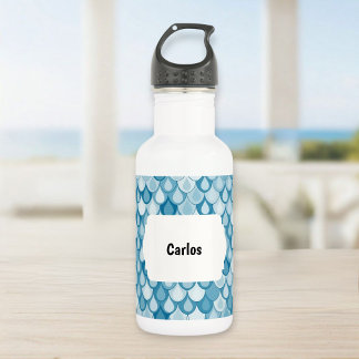 Garrafa Personalized Water Bottle for Kids - Blue & White