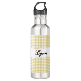 Garrafa Personalized Yellow Gingham Pattern & Custom Name