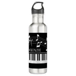 Garrafa Piano Music Notes Script Nome Preto