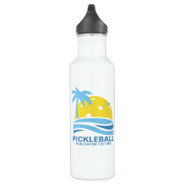Garrafa Pickleball Tropical Palm Tree Sun Seu Texto Person