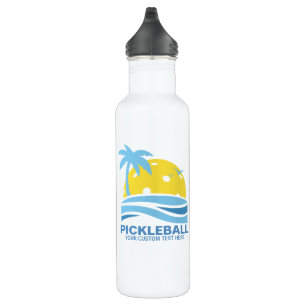 Garrafa Pickleball Tropical Palm Tree Sun Seu Texto Person