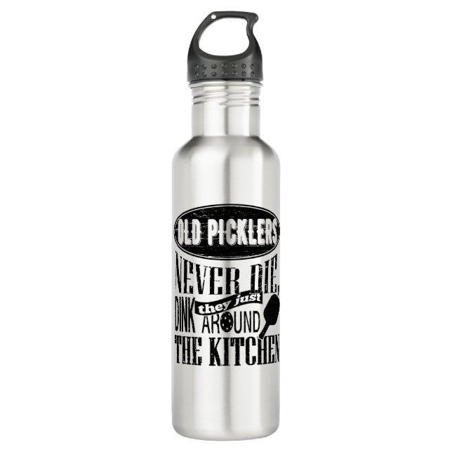 Garrafa Picklers velho nunca morre presente de Pickleball (Frente)