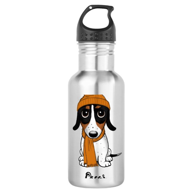Garrafa Piebald Dachshund | Cachorro do hipster com texto  (Frente)