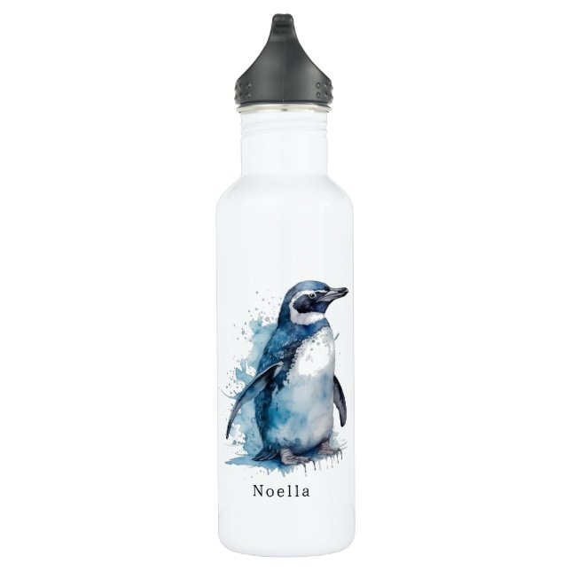 Garrafa Pinguim Aquarela Ártico Azure, personalizado (Direita)