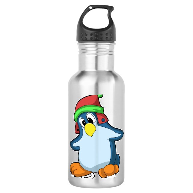 Garrafa Pinguim no patinagem de gelo com skates de gelo (Frente)