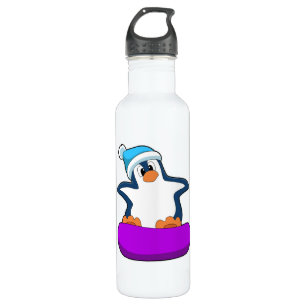 Garrafa Pinguim no Snowboard com Snowboard