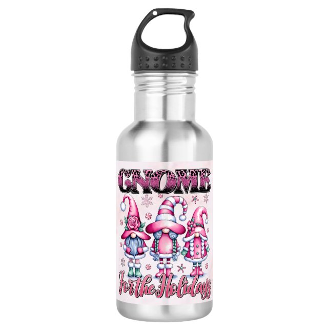 Garrafa Pink Christmas Gnomes Travel Mug (Frente)