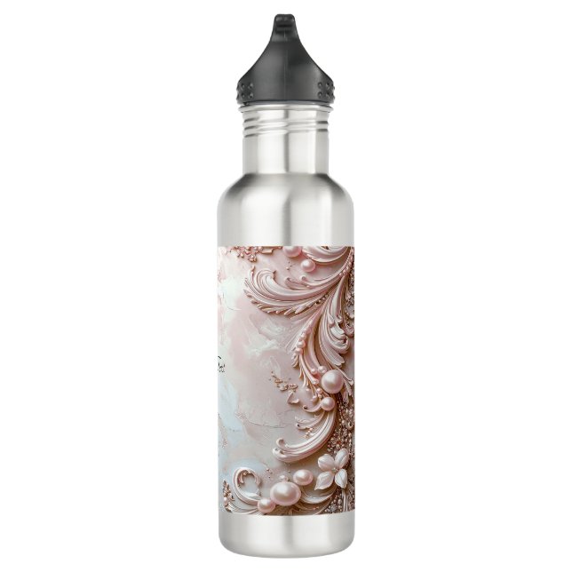 Garrafa Pink Ornate Pearl and Floral Water Bottle (Direita)