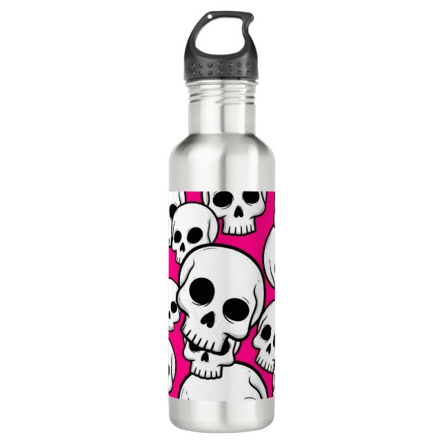 Garrafa Pink Skull Pattern Water Bottle (Frente)