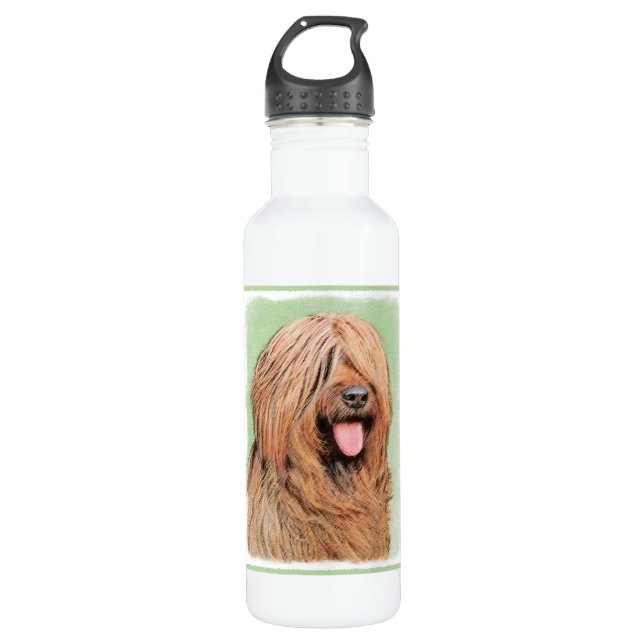 Garrafa Pintura Briard - Arte Cachorro Original (Frente)