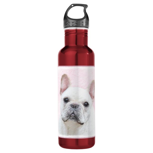 Garrafa Pintura de Bulldog Francês (Creme/Branco) - Arte C (Frente)