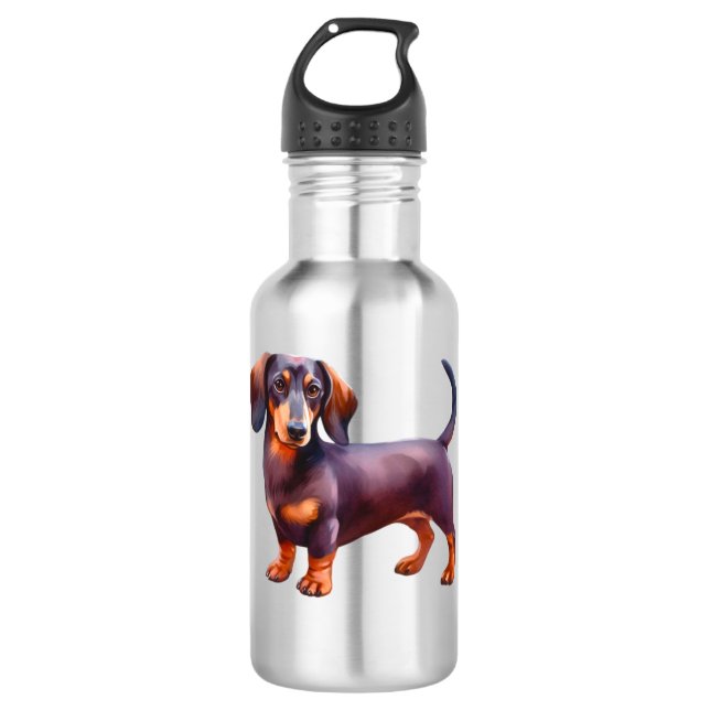 Garrafa Pintura de Dachshund com Creme de Chocolate e Tan  (Frente)