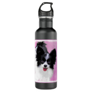 Garrafa Pintura de Papillon (Branco e Preto) - Arte Canina