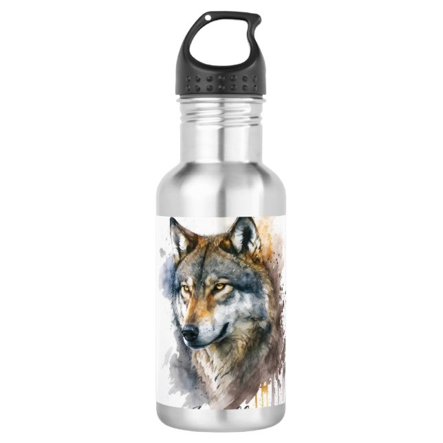 Garrafa Pintura de Wolf Watercolor (Frente)