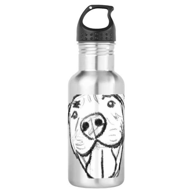 Garrafa pitbull desenhando simples cão amante branco preto (Frente)