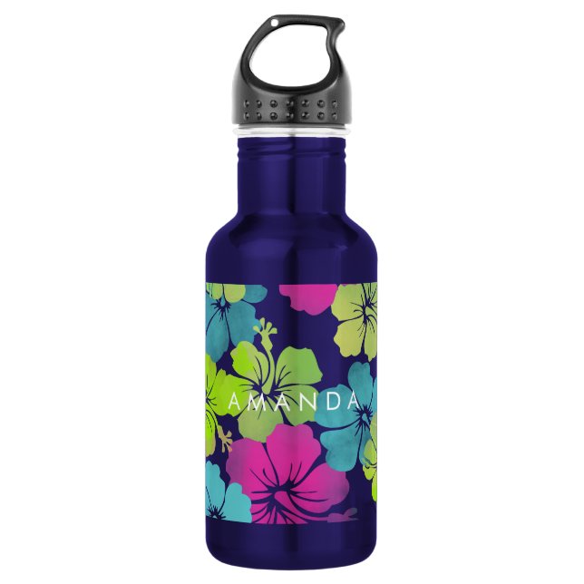 Garrafa PixDezines retro hibiscus (Frente)