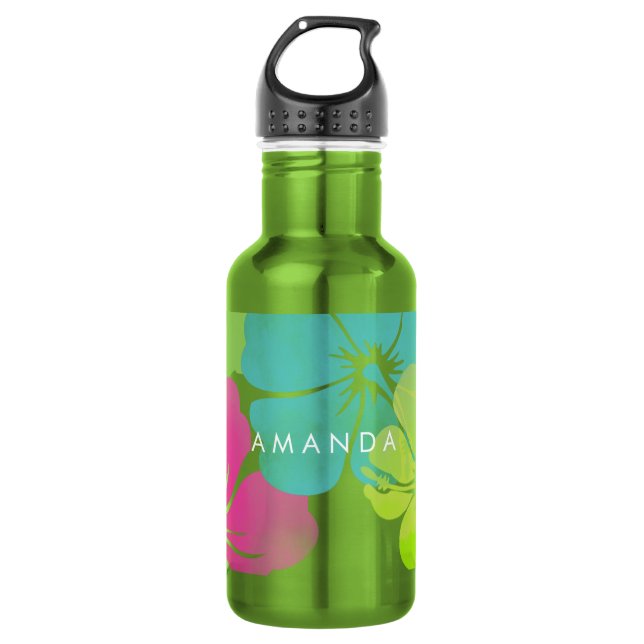 Garrafa PixDezines retro hibiscus (Frente)