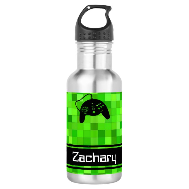 Garrafa Pixels de Jogador Verde | Personalizado (Frente)