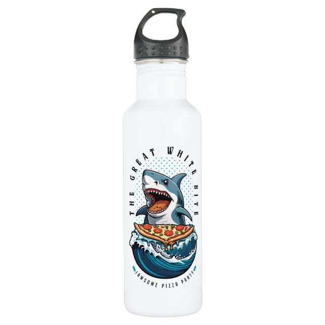 Garrafa Pizza de Comida de Tubarão | Excelente Bite Branca (Frente)