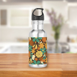 Garrafa Poder Floral Vintage Retro em Marrom