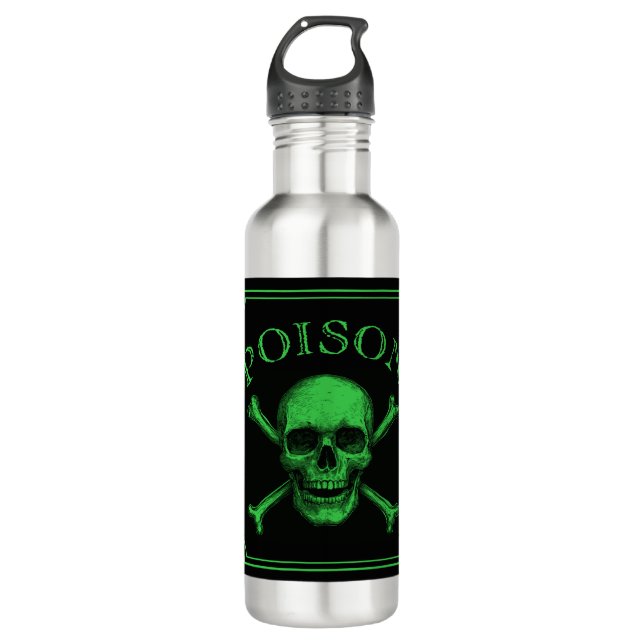 Garrafa Poison Skull e Crossbones Halloween Design Impress (Frente)