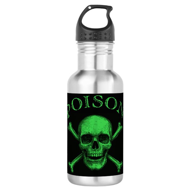 Garrafa Poison Skull e Crossbones Halloween Design Impress (Frente)