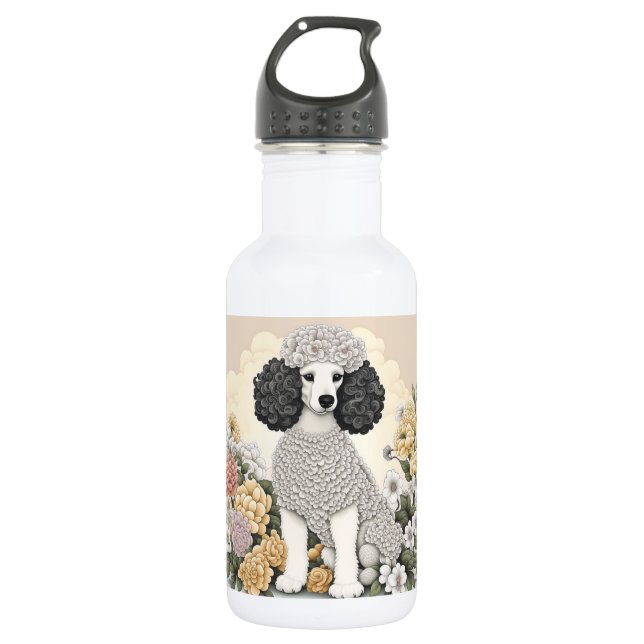 Garrafa Poodle in Whimsical Flowers (Frente)