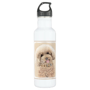 Garrafa Poodle Miniature Toy Apricot Cream Brown Dog Art