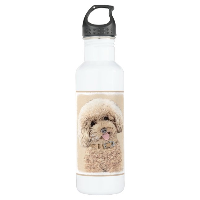 Garrafa Poodle Miniature Toy Apricot Cream Brown Dog Art (Frente)