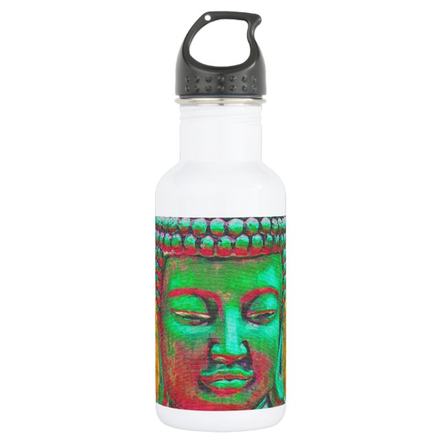 Garrafa Pop Buda em Teal Verde e Vermelho (Frente)