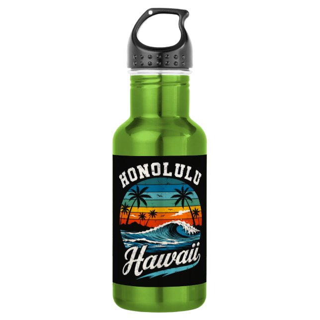 Garrafa Pôr do sol de surf em Honolulu Havaí (Frente)