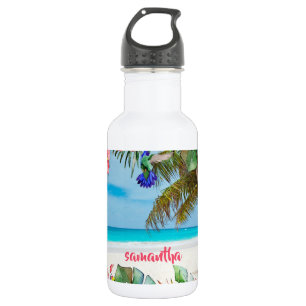 Garrafa Praia Floral Havaiana Paraíso Tropical
