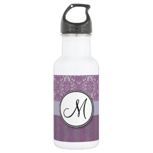 Garrafa Prata em Damasco de Lavanda com Stripes e Monogram