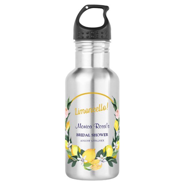 Garrafa Presente com Nome Italian Lemon Blue para Chá de N (Frente)