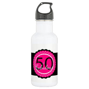 Garrafa Presente de Aniversário Rosa Quente e Preto 50 & F