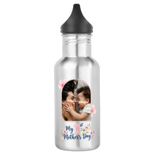 Garrafa Presente Personalizado do 1º Dia das Mães com Flor