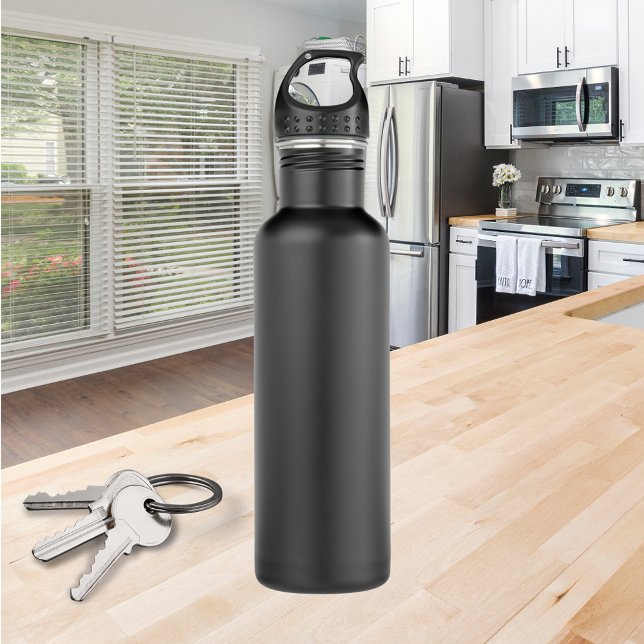 Garrafa Preta de Aço Inoxidável Garrafa Adicionada (Matte Black Stainless Steel Water Bottle Add Own)